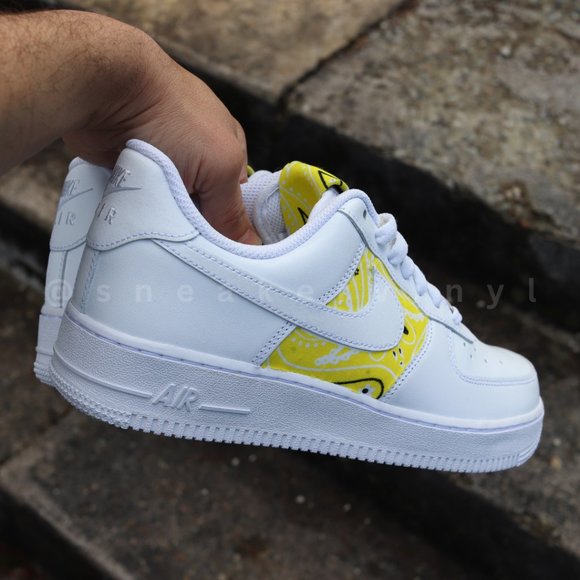 Nike Air Force One Lpw Yellow Lemon Bandana Custom NWT - Picture 7 of 8